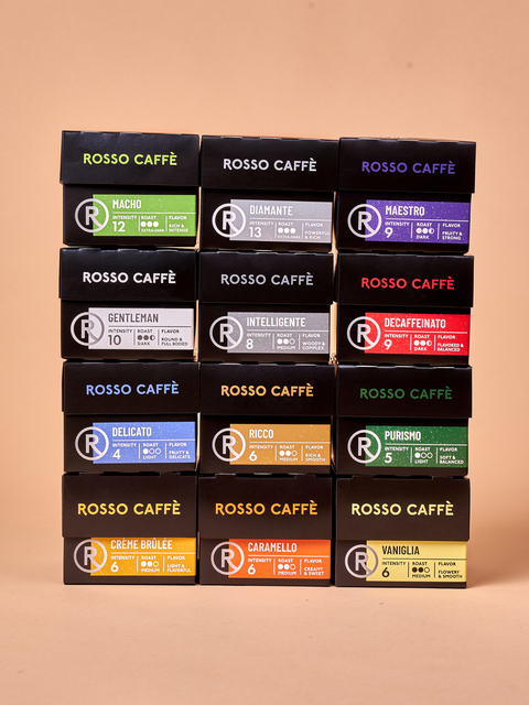 Rosso Caffe Nespresso Compatible Capsules - Variety Pack (60 Pods)